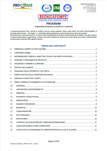 TECNICAPOMPE - Condizioni generali di vendita e servizio_ita_rev00
